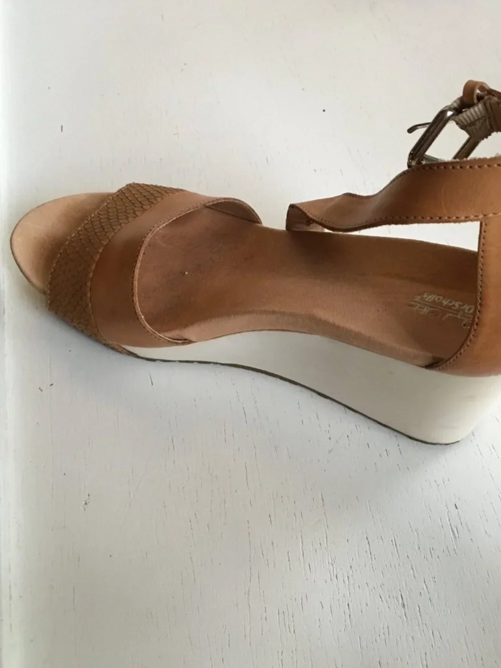 Dr. Scholl's Warner Tan Leather Wedge Sandal Platform 10M